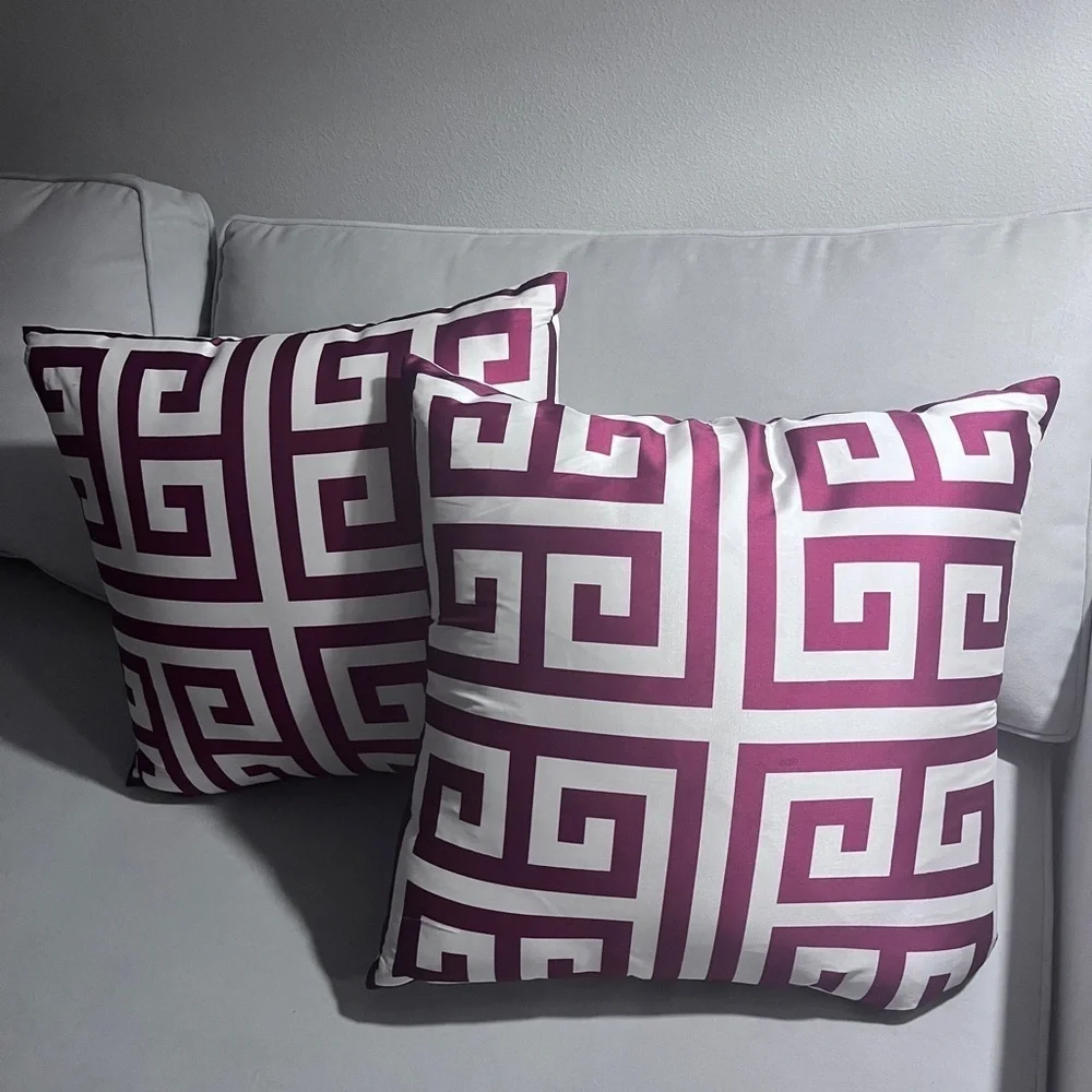 Red Stripped Decorative  Throw Pillows  Set of 2
